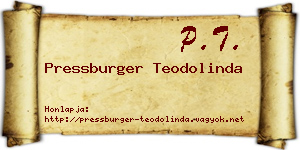 Pressburger Teodolinda névjegykártya
